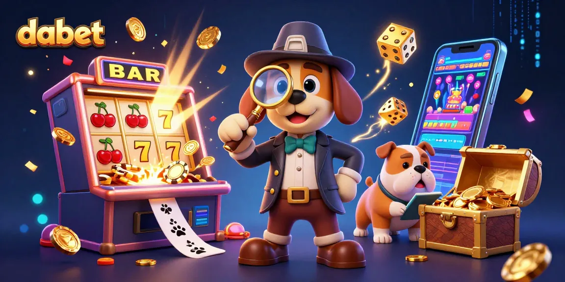 Dabet explores golden poker chip clues in a vibrant casino scene with engaging game elements.