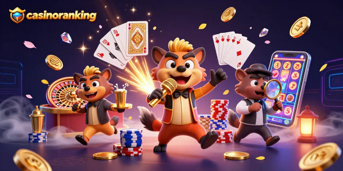 Animate the comedy casino scene with hyenas at casinoranking, mixing drinks and checking IDs.
