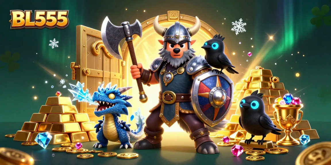Experience the thrilling adventures of BL555 with a Viking wolf warrior, fierce dragon, and treasures!