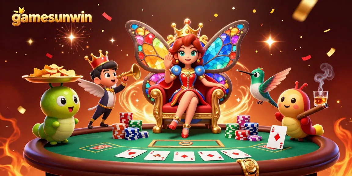 Engage with gamesunwin's vibrant casino scene featuring colorful characters and dynamic gaming elements.