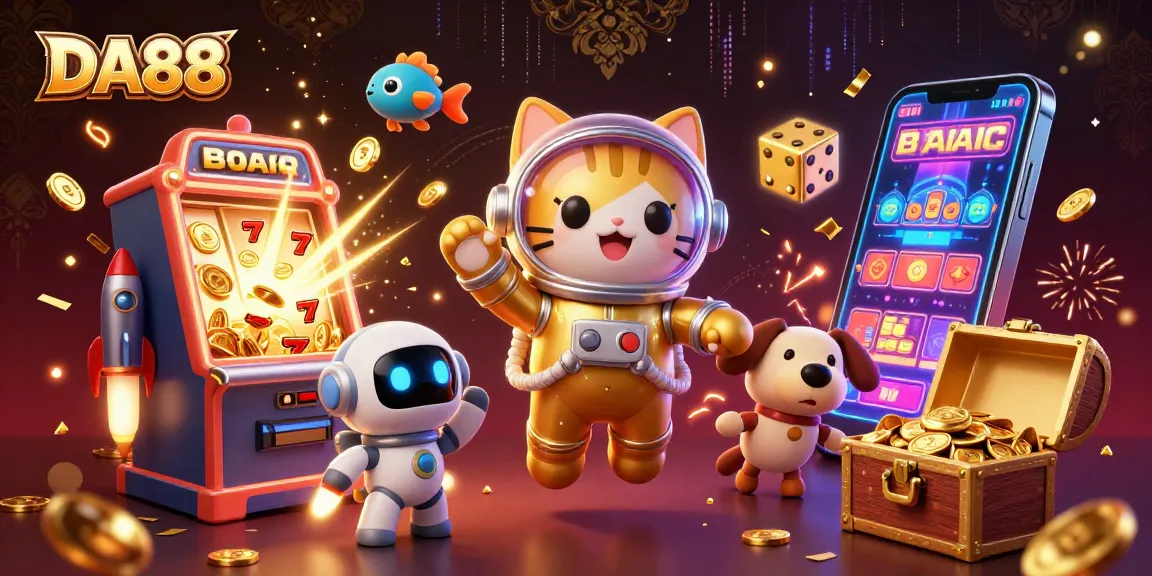 Experience thrilling gameplay at DA88 with whimsical characters and vibrant casino elements.