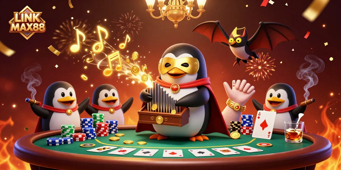Experience the excitement of LINK MAX88 with a vibrant 3D casino-themed illustration showcasing dynamic gaming elements.