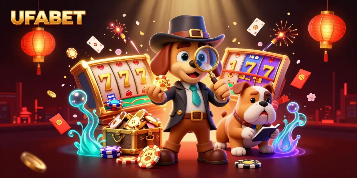 Experience the thrill of UFABET with a vibrant casino adventure featuring colorful slot machines and dynamic characters.